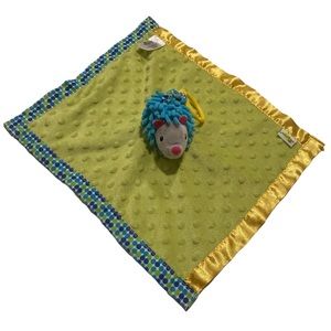 Early Years Hedgehog Lovey Blanket Plush Minky Dots Clip Satin Trim Back 12x14"